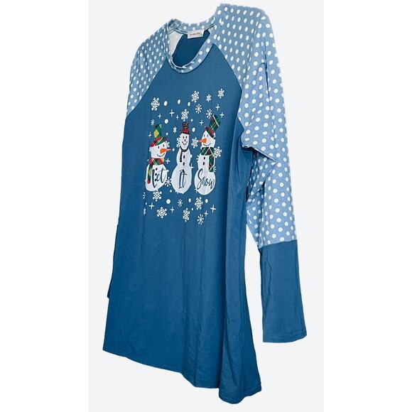 SOUTHERN STITCH LONG SLEEVE PULL-OVER CHRISTMAS TOP, WOMENS, XL, BLUE/WHITE/RED - Picture 3 of 10